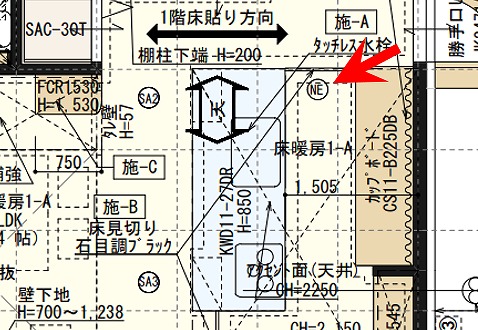 図面上のナノイーの位置